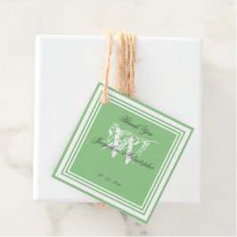 Etiquetas Para Lembrancinhas Verde menta suave com monograma branco 'Obrigado'