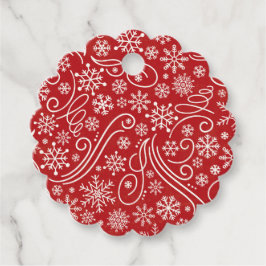 Etiquetas Para Lembrancinhas Vermelho com Flocos Brancos De Neve E Rochas De Fo