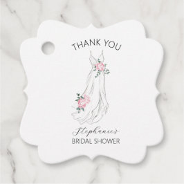 Etiquetas Para Lembrancinhas Vestido Floral de Eucalipto em Aquarela Bridal Sho