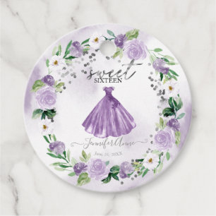 Etiquetas Para Lembrancinhas Vestido Floral Roxo de Sweet 16