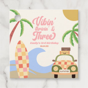 Etiquetas Para Lembrancinhas Vibin' e três Surf do Conselho rosa do aniversário