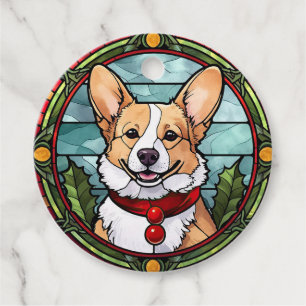 Etiquetas Para Lembrancinhas Vidro Colorido de Natal Corgi