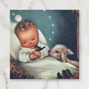 Etiquetas Para Lembrancinhas Vintage Baby Jesus Dormindo Com Uma Lâmpada