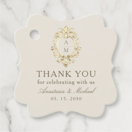 Etiquetas Para Lembrancinhas Vintage Baroque Gold Cream Wedding Thank You