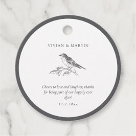 Etiquetas Para Lembrancinhas Vintage Bird Black and White Weding (Casamento Pre