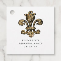 Vintage Black e Dourada Fleur de Lis Damask
