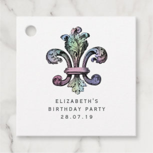 Etiquetas Para Lembrancinhas Vintage Fleur de Lis e Iridescent Damask