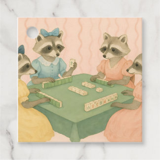 Etiquetas Para Lembrancinhas Vintage Fofoos Guaxinins Jogando Mahjong
