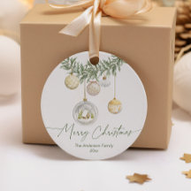 Vintage Gold Ornament Greenery Merry Christmas