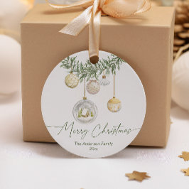 Etiquetas Para Lembrancinhas Vintage Gold Ornament Greenery Merry Christmas