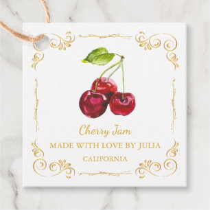 Etiquetas Para Lembrancinhas Vintage Homemade Cherry Jam Square Hang Tag