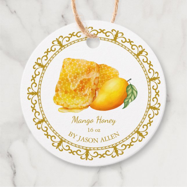 Etiquetas Para Lembrancinhas Vintage Honeycomb Mango Mel Infundido Mel Hang Tag (Frente)