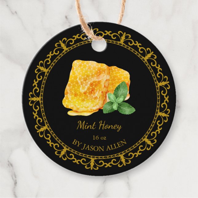 Etiquetas Para Lembrancinhas Vintage Honeycomb Mint Mint Infuso Mel Hang Tag (Frente)