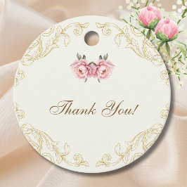 Etiquetas Para Lembrancinhas Vintage Ivory Pink Peony Bridal Shower Thank You