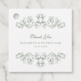 Etiquetas Para Lembrancinhas Vintage Muted Green Ornamentado Frame Obrigado