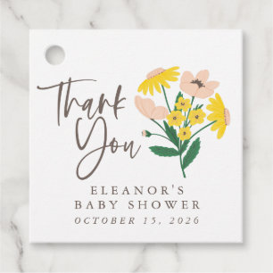 Etiquetas Para Lembrancinhas Vintage Pink Yellow Floral Custom Baby Obrigado