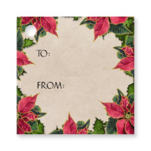 Vintage Poinsettia Holly Berry Holiday Gift