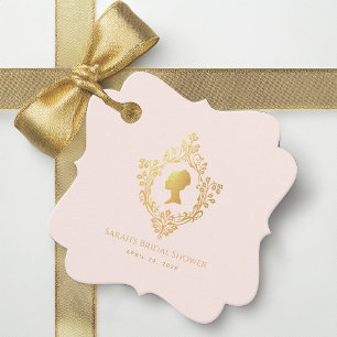 Etiquetas Para Lembrancinhas Vintage Rosa Regência Crista Falso Ouro Chuveiro d
