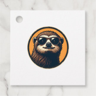 Etiquetas Para Lembrancinhas Vintage Sloth Sunglasses Retro Badge Art 2