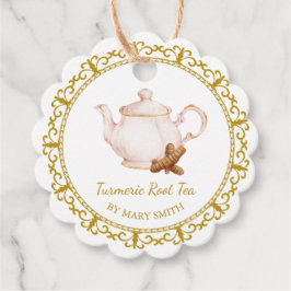 Etiquetas Para Lembrancinhas Vintage Teapot Homemade Turmeric Root Tea Hang Tag