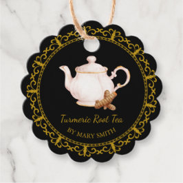 Etiquetas Para Lembrancinhas Vintage Teapot Homemade Turmeric Root Tea Hang Tag