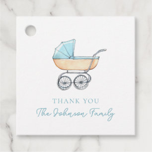 Etiquetas Para Lembrancinhas Vintage Watercolor Blue Stroller Obrigado