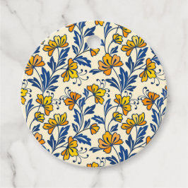 Etiquetas Para Lembrancinhas Vintage Yellow Orange Folk Floral Blue Leaf
