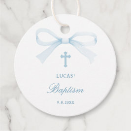 Etiquetas Para Lembrancinhas Watercolor Blue Bow Baptism