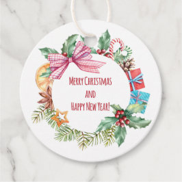 Etiquetas Para Lembrancinhas Watercolor Christmas Floral Wreath | Feriados
