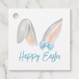 Etiquetas Para Lembrancinhas Watercolor Easter Rabbit Ears with Blue Bow Spring