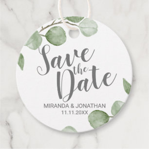 Etiquetas Para Lembrancinhas Watercolor Eucalyptus Weding Date (Salvar a Data)
