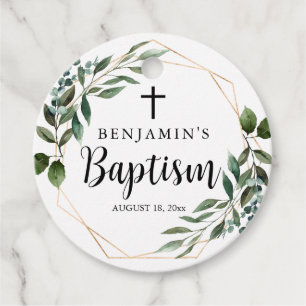 Etiquetas Para Lembrancinhas Watercolor Foliage Foliage Dourada Baptism Favor T