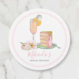 Etiquetas Para Lembrancinhas Watercolor Mimosa e Drip Cake Bridal Brunch