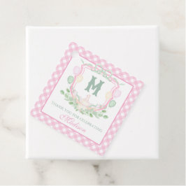 Etiquetas Para Lembrancinhas Watercolor Pink 1st Birthday Monogram Crest Party