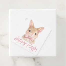 Etiquetas Para Lembrancinhas Watercolor Rabbit with Pink Bow| Cute Easter Bunny