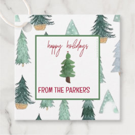 Etiquetas Para Lembrancinhas Watercolor Square Holiday Tree Favor Tags