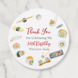 Etiquetas Para Lembrancinhas Watercolor Sushi e Sashimi Aniversário Obrigado