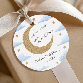Etiquetas Para Lembrancinhas We're Over The Moon Blue Celestial Baby Shower