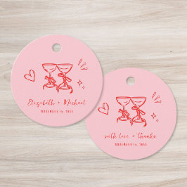 Etiquetas Para Lembrancinhas Whimsical Hand Drawn Pink Red Wedding Thank You
