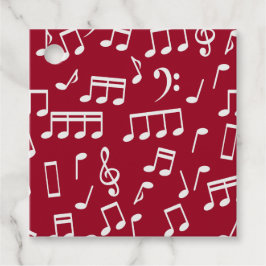 Etiquetas Para Lembrancinhas White Music Notes on Red Background Gift Tags