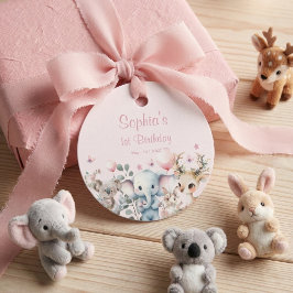 Etiquetas Para Lembrancinhas Wild Animals Cute Pink Watercolor Girl Birthday