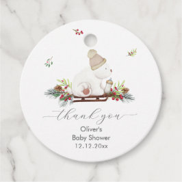 Etiquetas Para Lembrancinhas Winter Flower Sleigh Polar Bear Baby Shower 