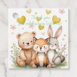 Etiquetas Para Lembrancinhas Woodland Animals Birthday Boy Yellow Hearts Party