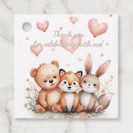 Etiquetas Para Lembrancinhas Woodland Bear Fox Bunny Pastel Hearts Girl Floral