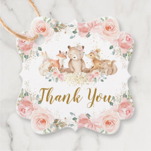 Etiquetas Para Lembrancinhas Woodland Blush Pink Floral Chá de fraldas Rosa Bir