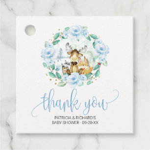 Etiquetas Para Lembrancinhas Woodland Floral Greenery Chá de fraldas Obrigado