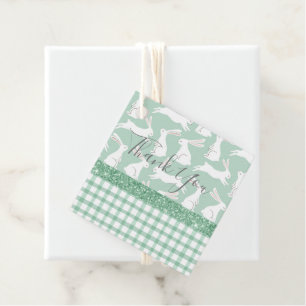 Etiquetas Para Lembrancinhas Xadrez Gingham Verde Coelhos Obrigado