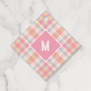 Etiquetas Para Lembrancinhas Xadrez Monograma Personalizada / Padrão Tartan
