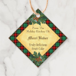 Etiquetas Para Lembrancinhas Xadrez Verde Holly Red Holiday Personalizada