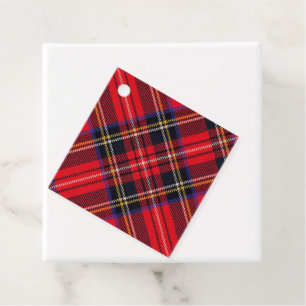 Etiquetas Para Lembrancinhas Xadrez vermelha de Stewart tartan